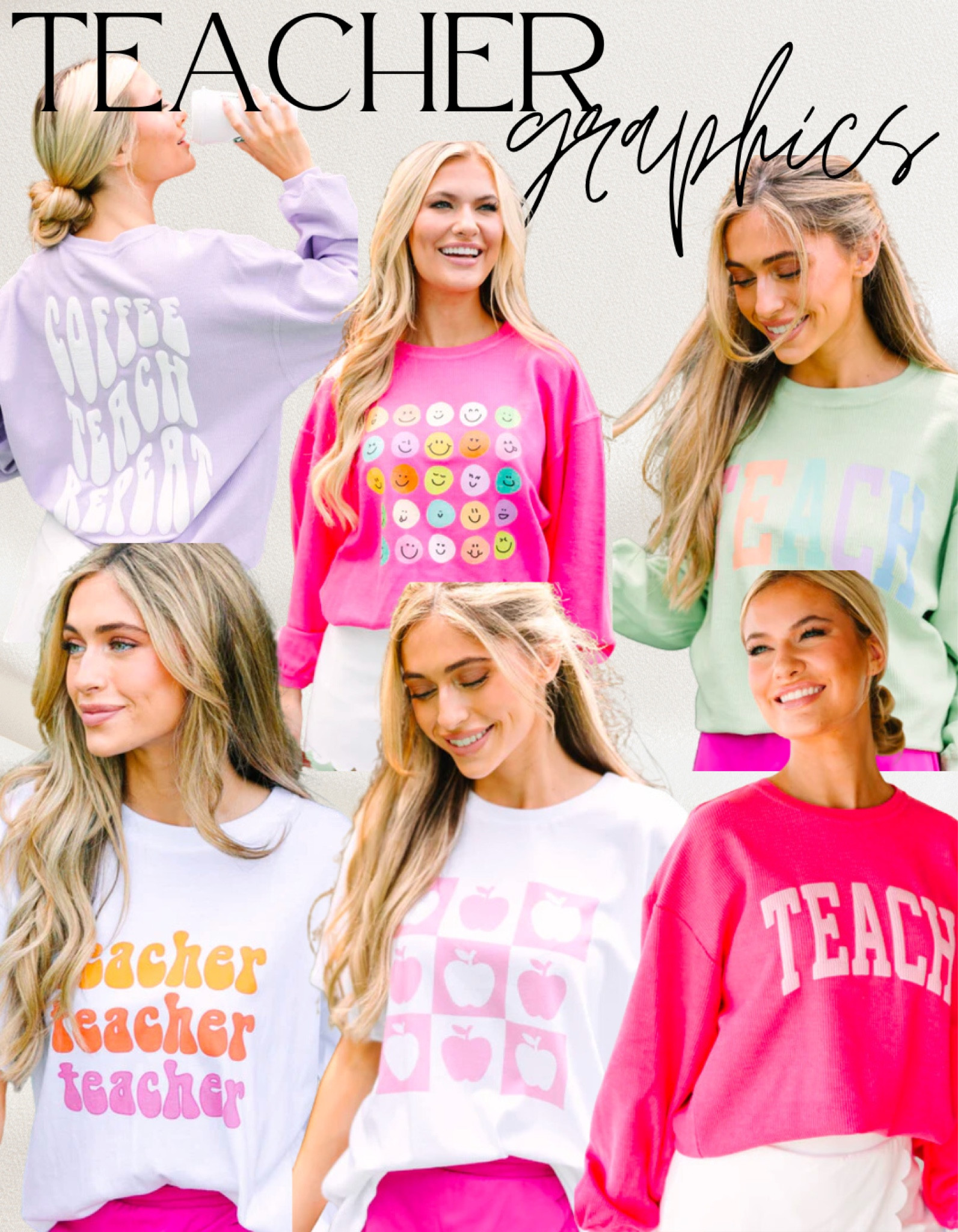 Teach Puff Vinyl Fuchsia Pink Graphic Corded Sweatshirt, Large - The Mint Julep Boutique | Women's Boutique Clothing