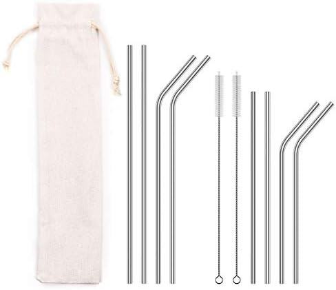 Stainless Steel Straws, U-Taste Metal Drinking Straws Reusable Extra Long with Storage Bag for 20... | Amazon (US)