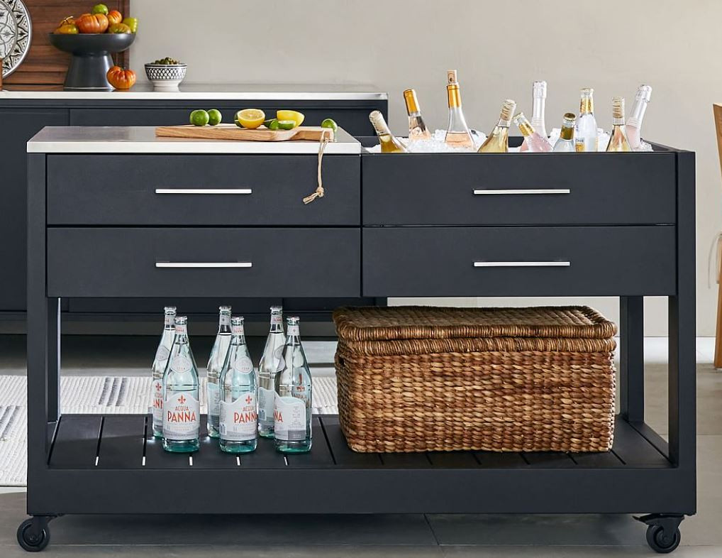 Malibu Metal Outdoor Kitchen Island (58") furniture home finds arhaus outdoor summer kitchen rolling cabinet storage on wheels 

 