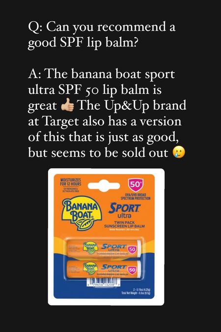 Banana Boat sport lip sunscreen 

#LTKbeauty #LTKswim #LTKfindsunder50