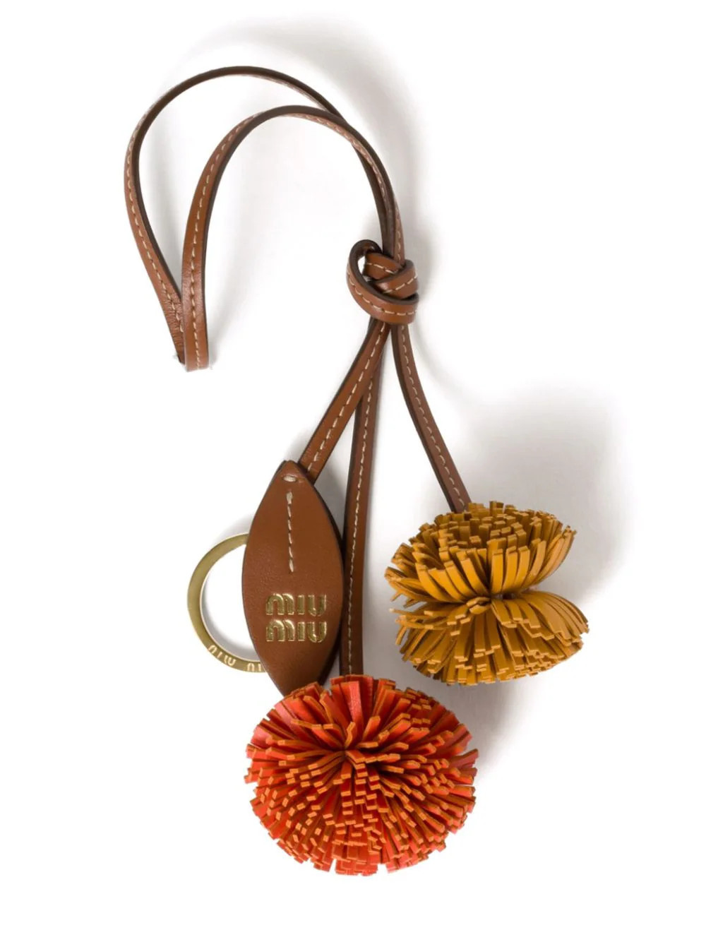 Miu Miu leather keychain - Brown | Farfetch Global