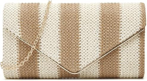 Straw Clutch Bag Women Summer Woven Handbag Striped Chain Crossbody Envelope Shoulder Boho Beach ... | Amazon (US)