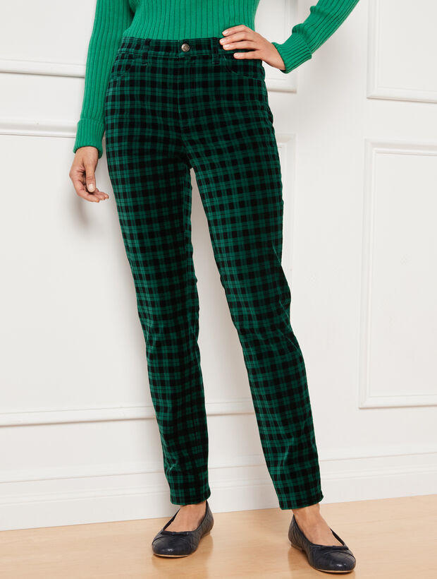 Velveteen Straight Leg Pants - Black Watch Tartan | Talbots