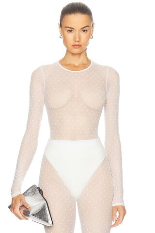 WARDROBE.NYC Polka Dot Bodysuit in White | FWRD 