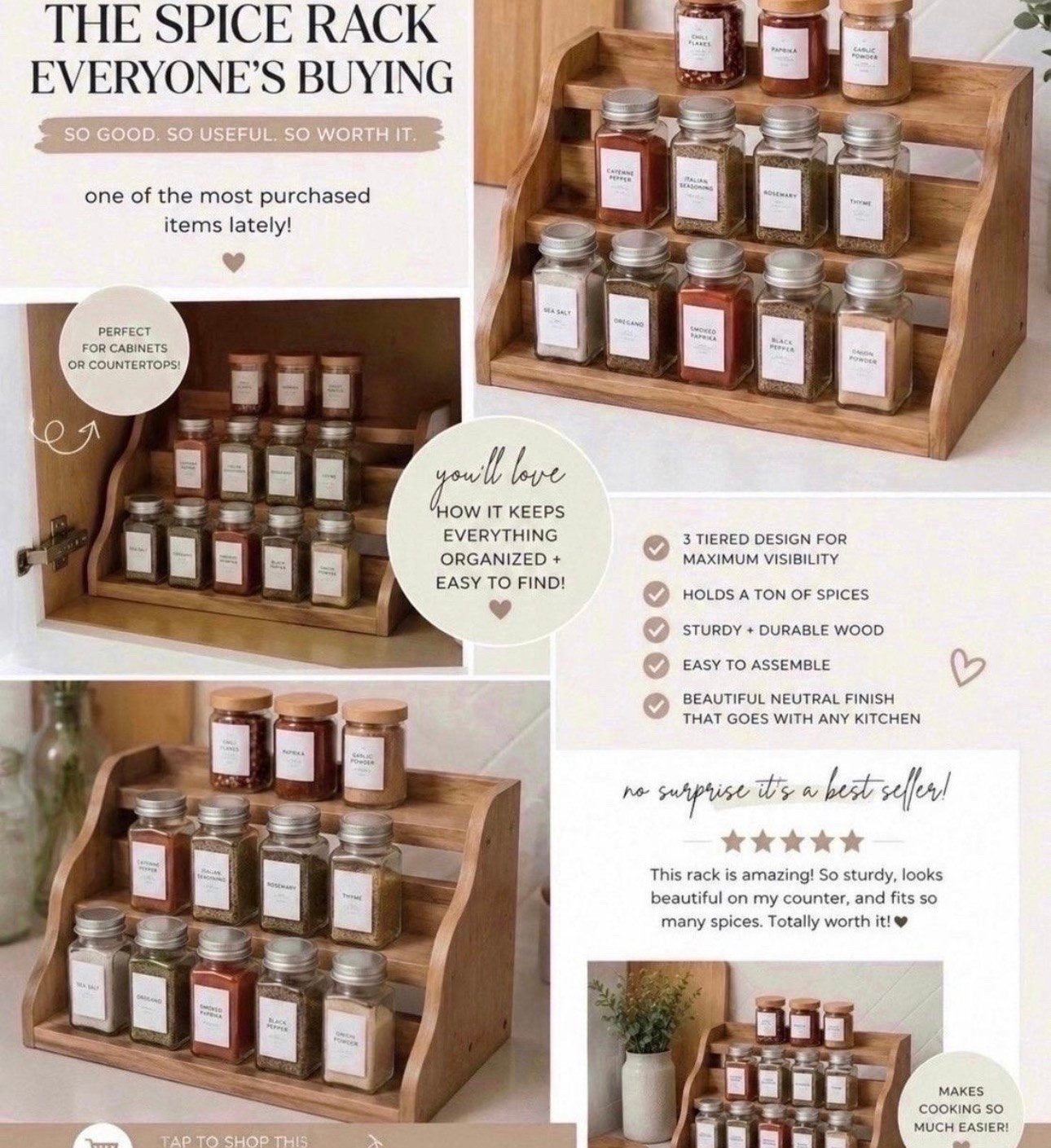 ✨ Kitchen organization find that’s clearly a fan favorite ✨

This tiered wooden spice rack has been one of the most purchased items lately and I completely get why 🤎🌿 It instantly makes your spices look organized, aesthetic, and easy to grab while cooking. Perfect for cabinets or countertops and gives that clean, Pinterest kitchen vibe without spending a fortune 🙌🏽

If you’re in your organize the whole house era… this one is worth adding 🫶🏽✨#KitchenOrganization #HomeFinds #KitchenDecor #SpiceRack #OrganizationIdeas #HomeOrganization #KitchenInspo #AmazonHomeFinds #LTKStyle #NeutralHome #MomLifeFinds

#LTKSaleAlert #LTKHome