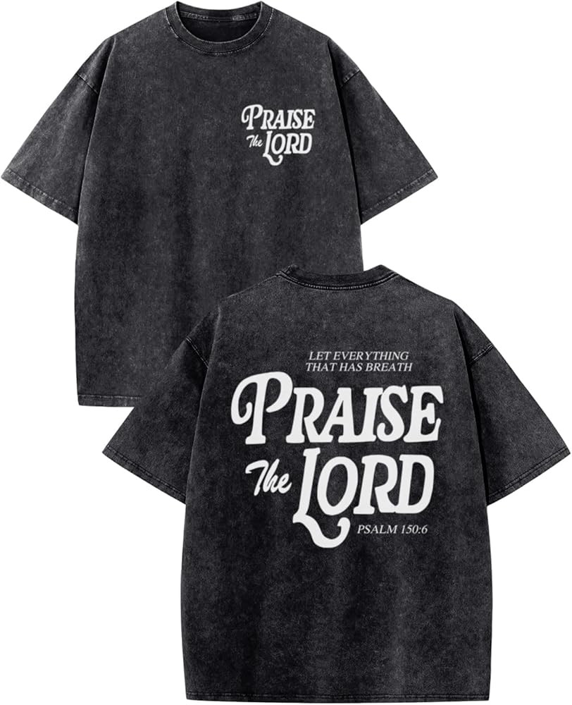 Christian Jesus Shirts for Men Religious Praise The Lord Bible Verse Shirt Oversized Graphic Tees... | Amazon (US)
