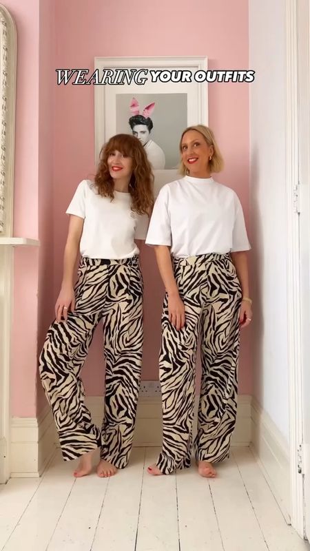Leopard print trousers and pedal pushers, maxi/midi dress 