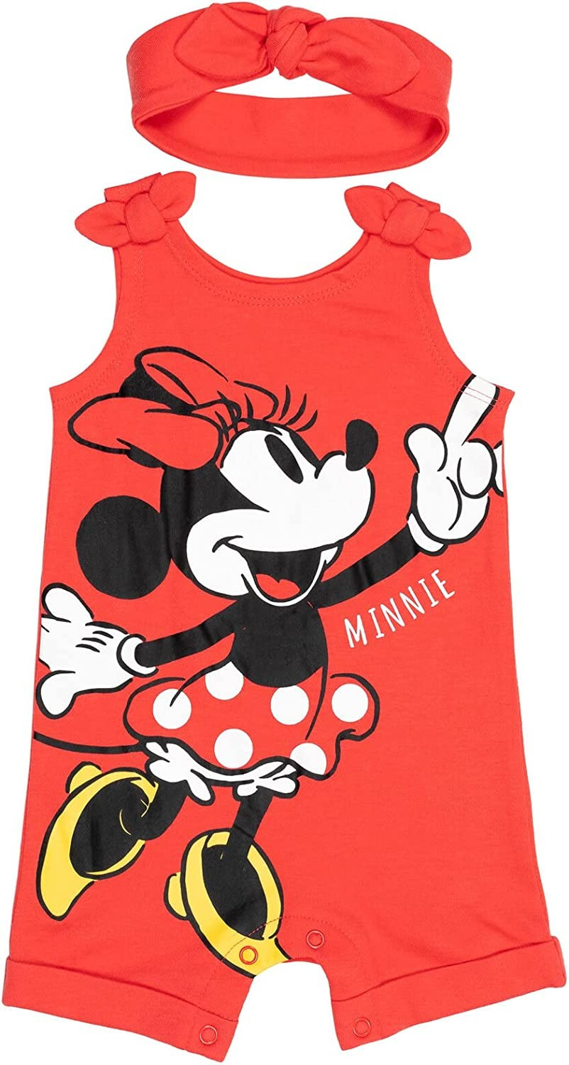 Disney Minnie Mouse Simba Winnie the Pooh Girls Snap Romper and Headband Newborn to Toddler | Amazon (US)