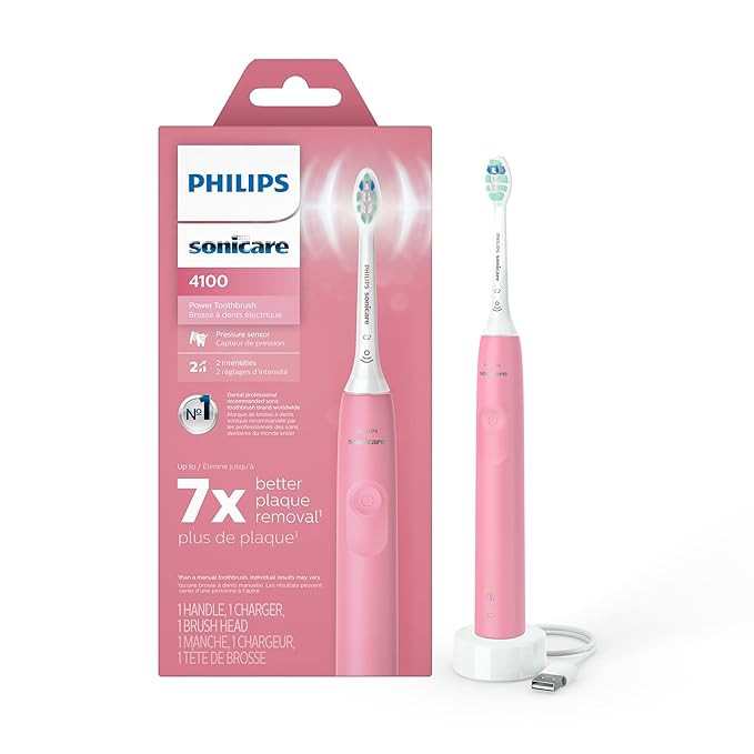 Philips Sonicare 4100 Power Toothbrush, Deep Pink, Plus Brush Head Case | Amazon (US)