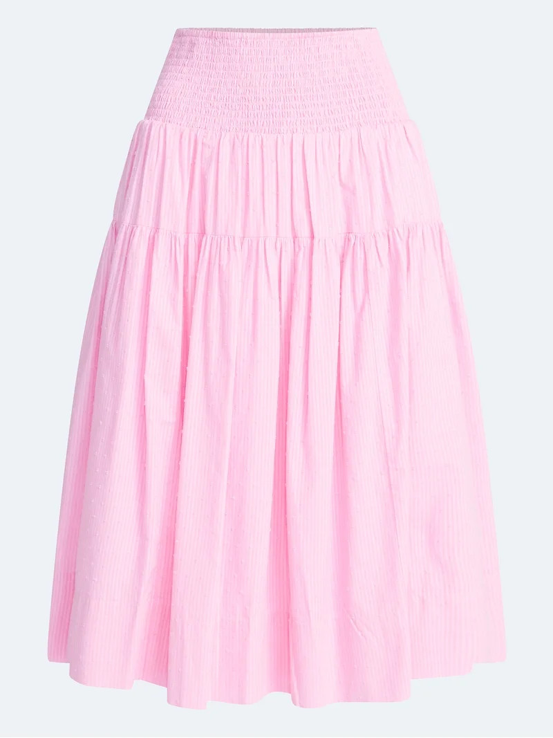 Free Assembly Women's Smocked Waist Cotton Midi Skirt, Sizes XS-XXL | Walmart (US)