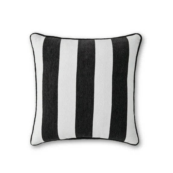 Better Homes & Gardens 18" x 18" Cabana Black & White Outdoor Pillow | Walmart (US)