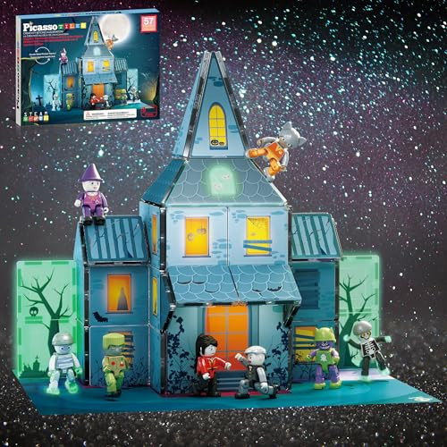 PicassoTiles 57 PCS Magnetic Tiles Halloween Haunted House STEM Set Ages 3+ | Amazon (US)