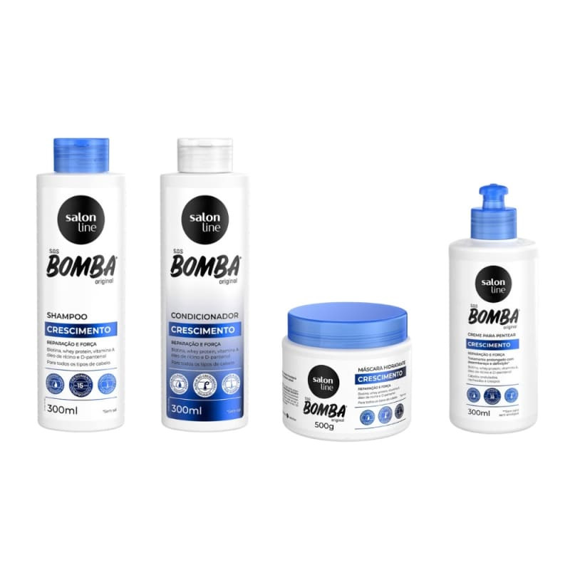 Kit Salon Sos Bomba Original Shampoo+Cond+Masc+Creme Pentear | Beleza Na Web (BR)