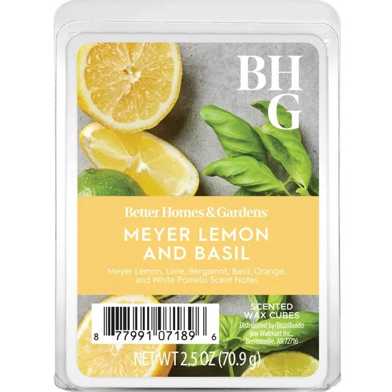 Meyer Lemon Basil Scented Wax Melts, Better Homes & Gardens, 2.5 oz (1-Pack) | Walmart (US)