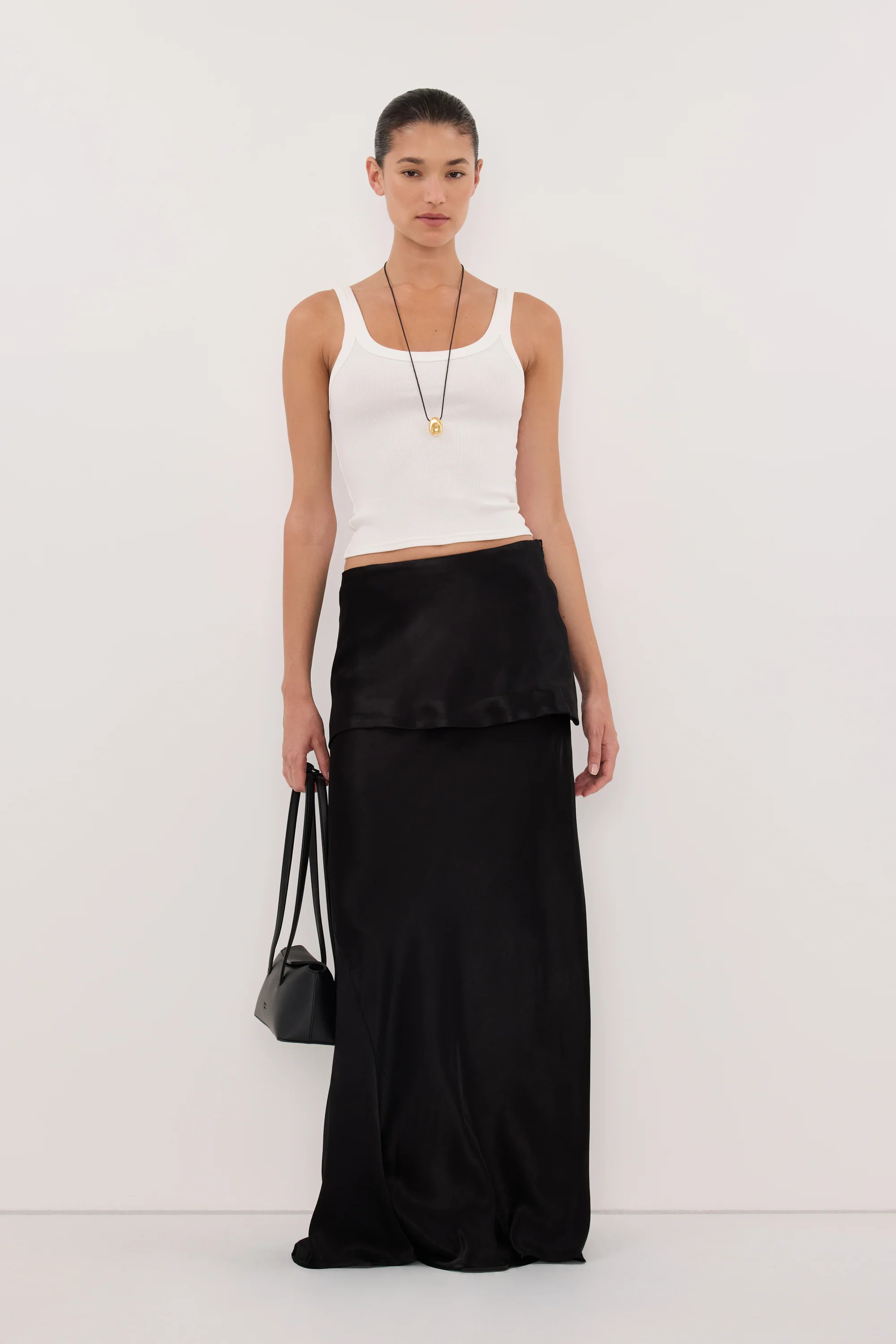 JELENA BLACK SATIN OVERLAY SKIRT | DISSH
