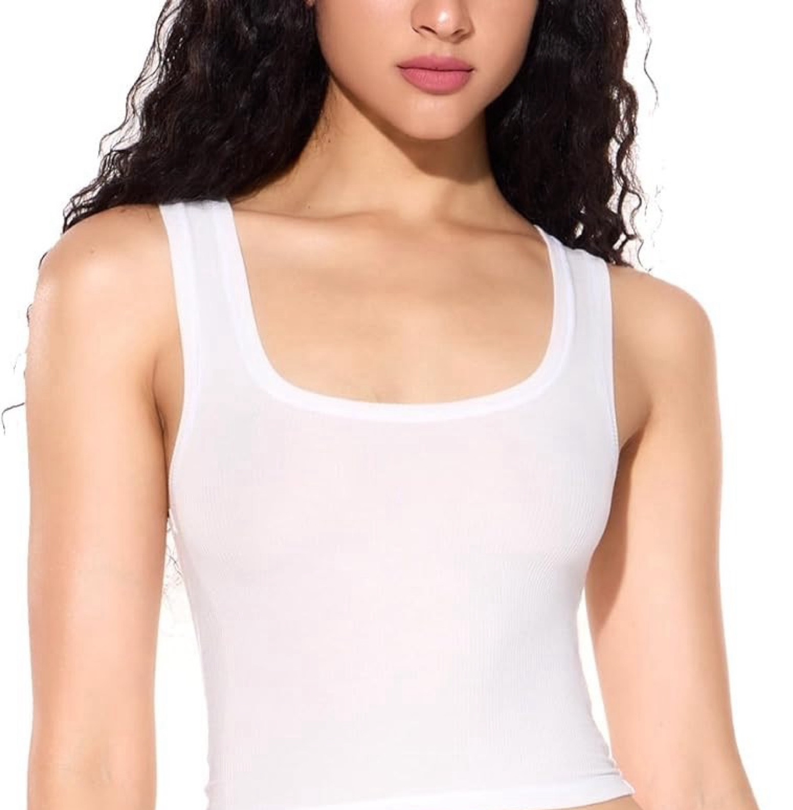 Basic Tank Top Ribbed Scoop Neck
