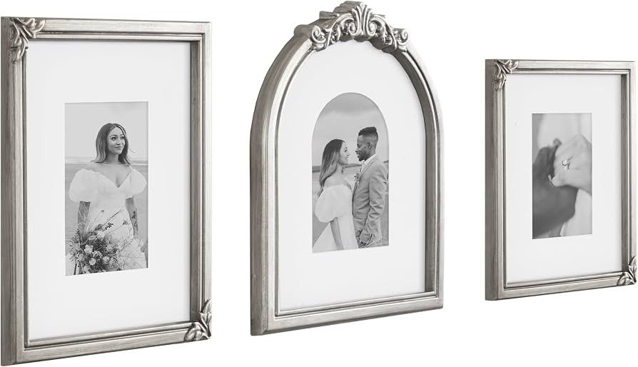 Kate and Laurel Arendahl Three-Piece Picture Frame Set, Silver, Set of 3, Varying Sizes, Vintage ... | Amazon (US)