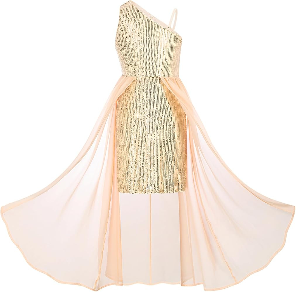 GRACE KARIN Girls Sequin Dress One Shoulder Birthday Party Prom Dresses 6-14Y | Amazon (US)