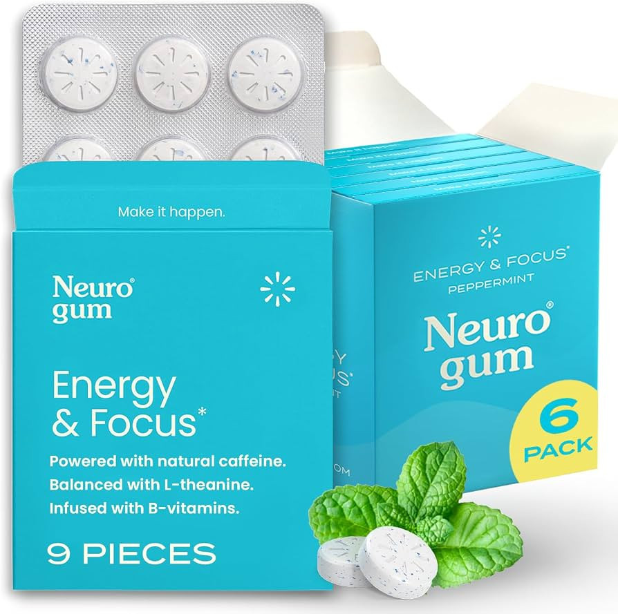NeuroGum Energy Caffeine Gum (54 Pieces) - Sugar Free with L-theanine + Natural Caffeine + Vitami... | Amazon (US)