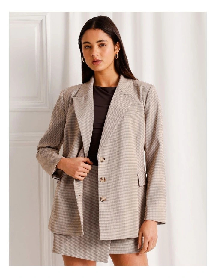 TokitoCheck Asymmetrical Button Blazer in Brown | Myer