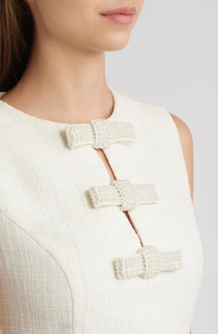 Beaded Tie Detail Tweed Minidress | Nordstrom