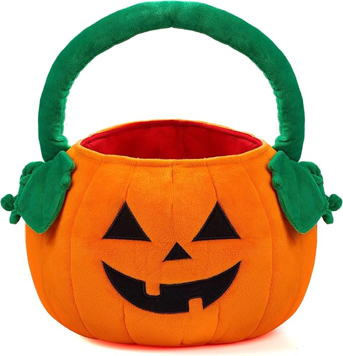 JOYIN Halloween Pumpkin Plush Tote Bucket, 11 X 13.4 inches Candy Trick or Treat Bag, Cute Hallow... | Amazon (US)