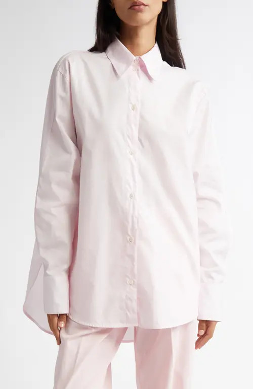 TOTEME Wide Sleeve Cotton Poplin Button-Up Shirt in Blossom at Nordstrom, Size 4 Us | Nordstrom