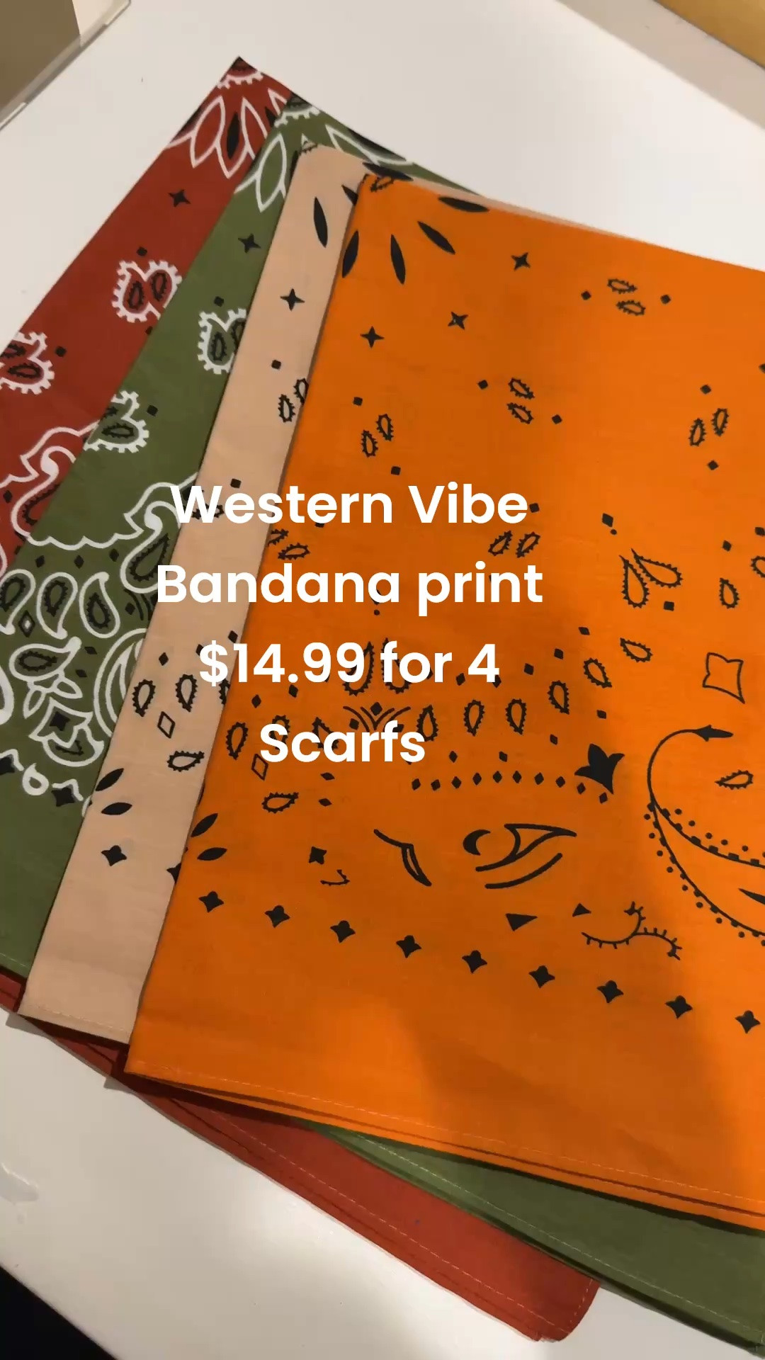 A western Fall vibe 🍂

Bandana print is trending ..
This classic print is common in western wear 
But it cute for a pop of pattern on several styles of  outfits ✔️

Grab this 4 pack of scarves for $14.99
I love the fall colors. It you can pick from several color packs

#LTKootd #LTKOver40 #LTKgrwm