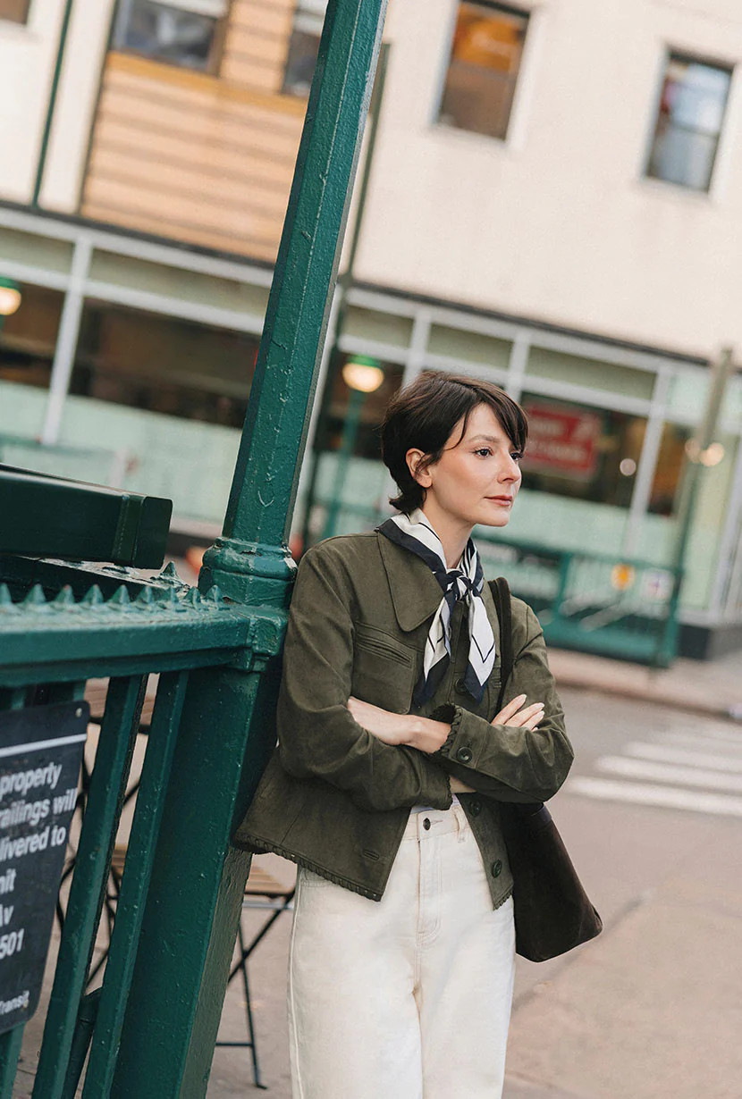 Chiara Suede Jacket - Deep Olive | Petite Studio NYC