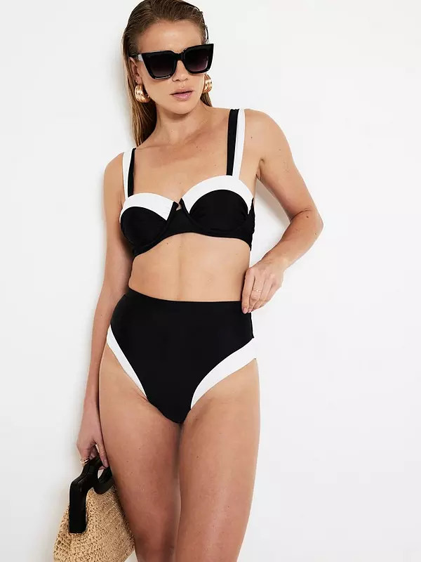 River Island Mono High Waisted Bikini Brief - Black | Very (UK)