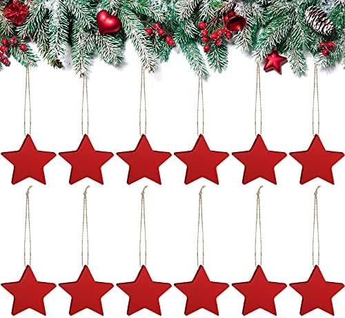 16 Pieces Farmhouse Star Ornaments Wood Star Christmas Decoration Wood Star Cutouts Hanging Ornam... | Amazon (US)