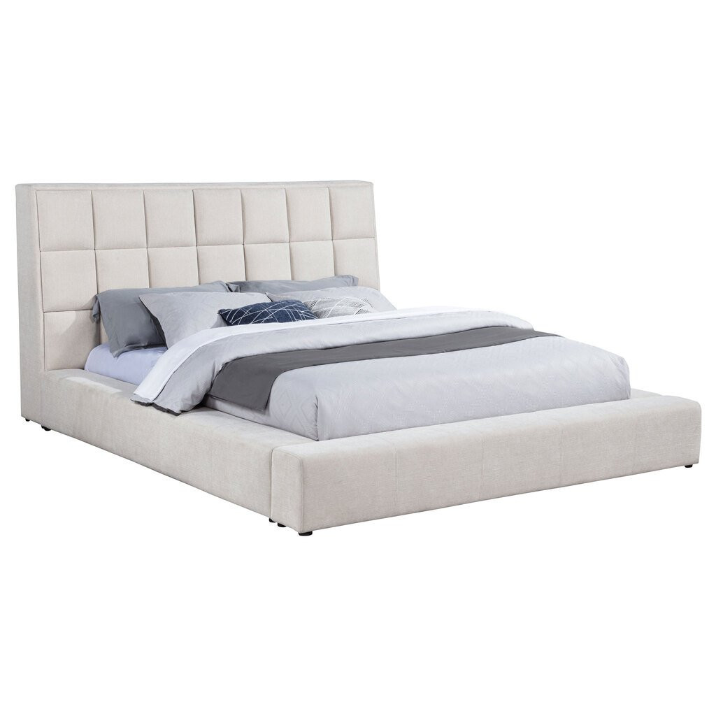 Dreux Upholstered Eastern King Panel Platform Bed In Cream | 1stopbedrooms