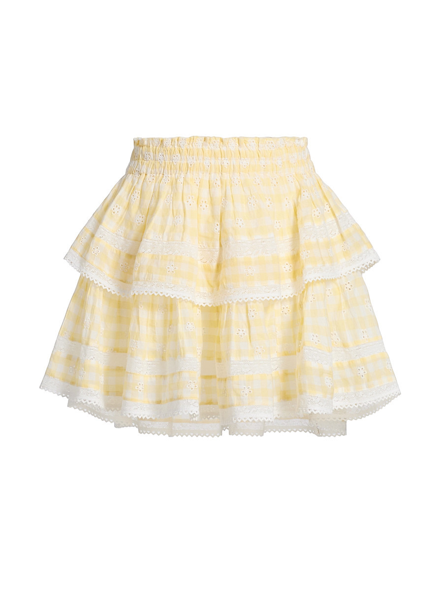 Women's Cotton Tiered Ruffled Miniskirt - Honeycomb - Size Small | Saks Fifth Avenue