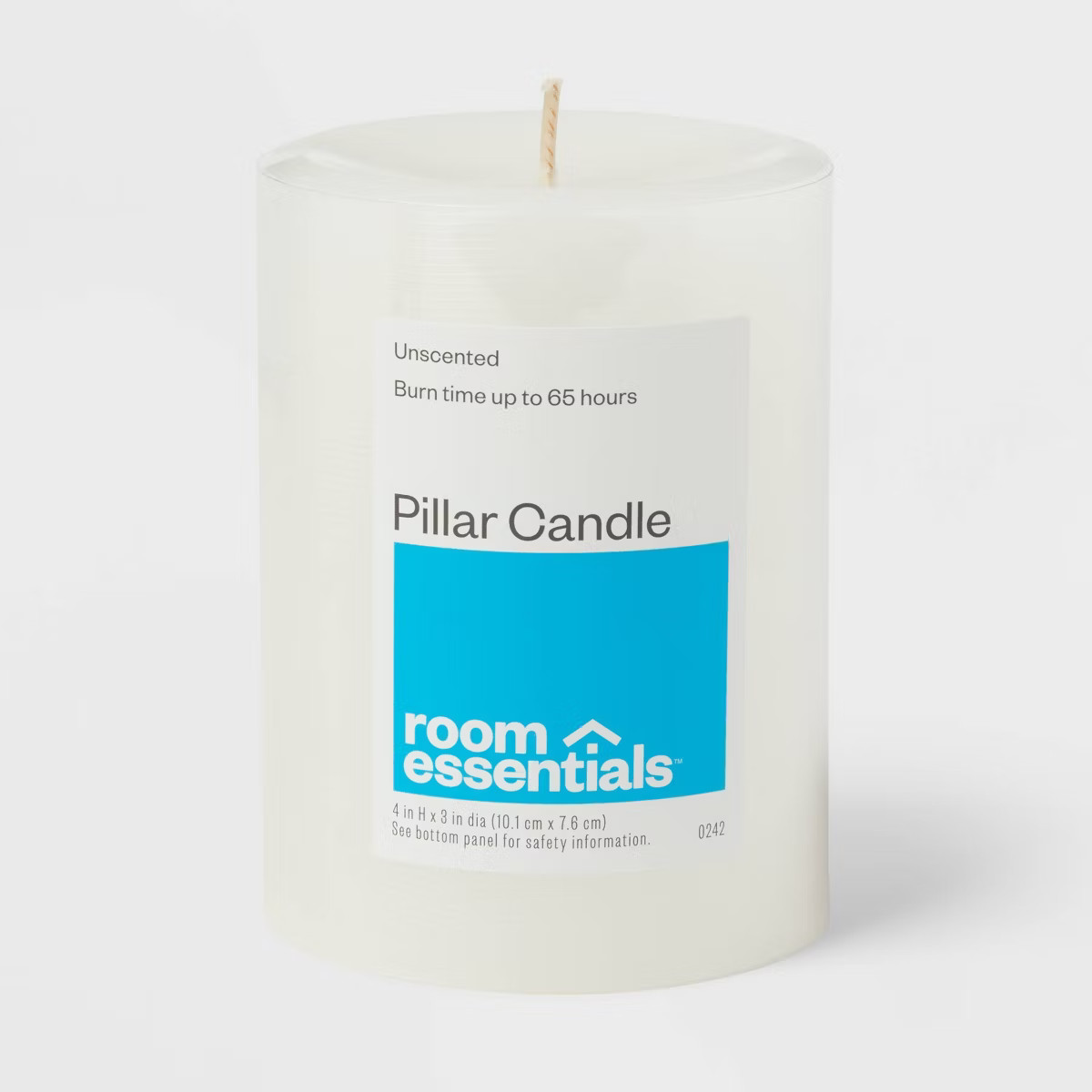 3" x 4" Unscented Candle White - Room Essentials™: Paraffin Wax, 65hr Burn Time, Single Wick Pi... | Target