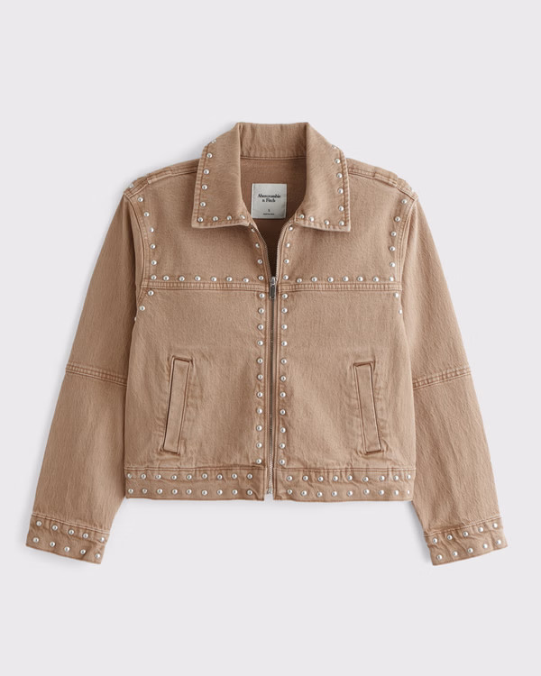 Studded Denim Workwear Jacket | Abercrombie & Fitch (UK)