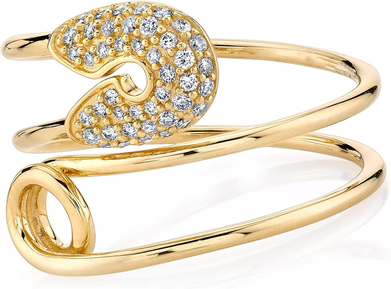 Personalized Safety Pin Cubic Zirconia Wrap Double Line Statement Rings for Women Men Sparkling B... | Amazon (US)