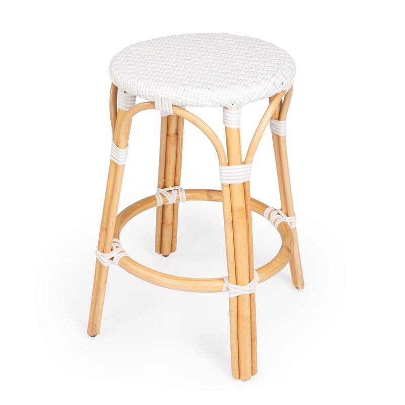 Butler Specialty Tobias Rattan Counter Stool in White | Homesquare