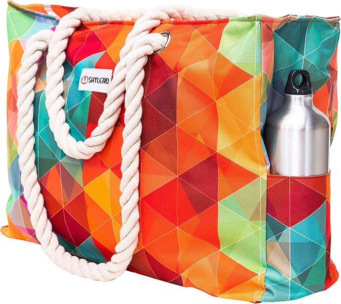 Beach Bag and Pool Bag XL - L22xH15xW6 - Zippered | Amazon (US)