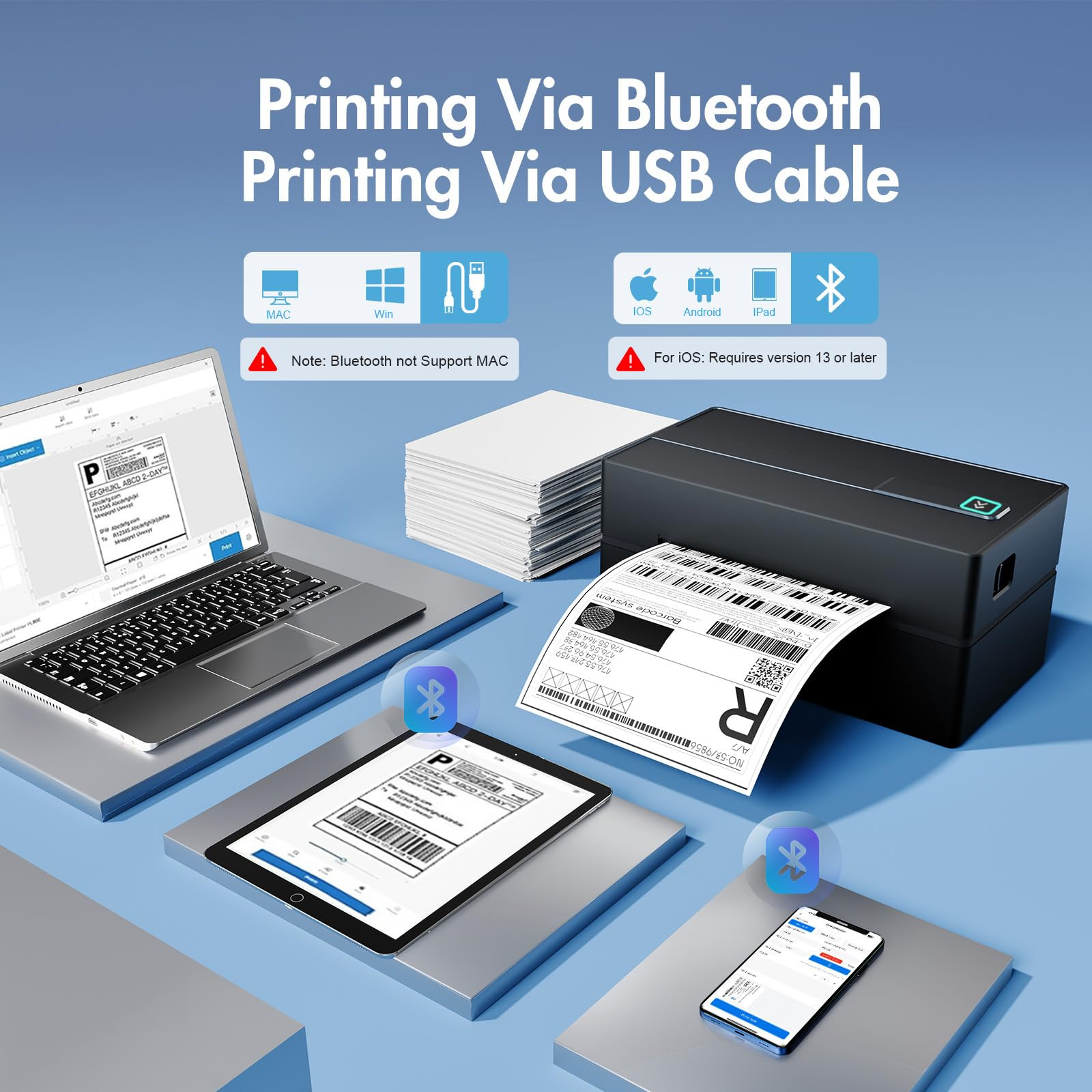 Bluetooth Thermal Shipping Label Printer: 4x6 Wireless Label Maker with Tape for Small Business -... | Amazon (US)