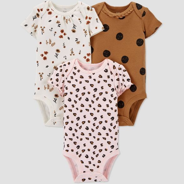 Baby Girls' 3pk Polka Dot Bodysuit - Just One You® made by carter's Off-White/Brown | Target