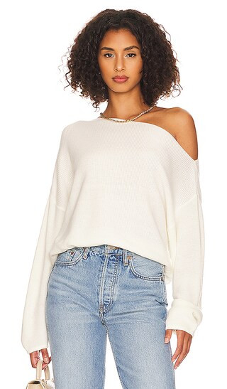 Natalie One Shoulder Sweater in Ivory | Revolve Clothing (Global)