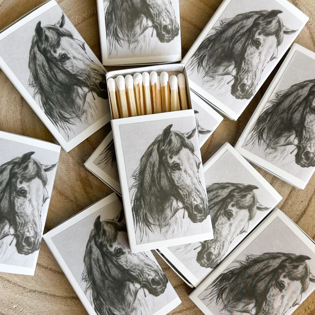 Horse Sketch Match Set | Western Art | Vintage Art Landscape | Candle Match Box - Etsy | Etsy (US)
