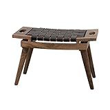 Creative Co-Op Mango Wood & Woven Leather Handles, Black & Natural, KD Stool, Brown | Amazon (US)