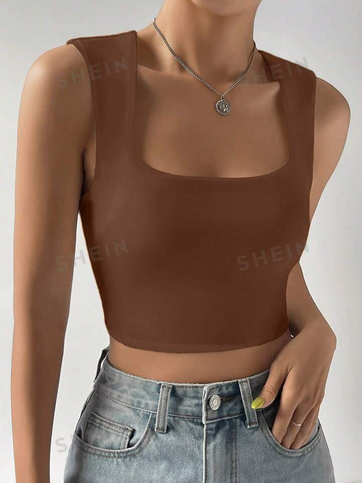 SHEIN EZwear Solid Crop Tank Top | SHEIN