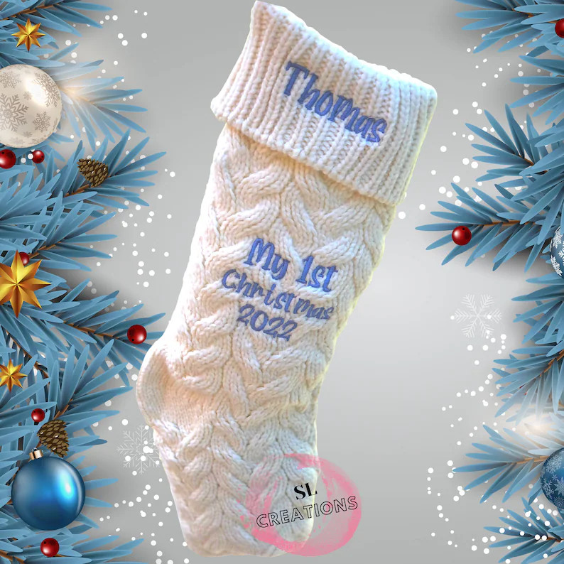 Personalized First Christmas Stockings, 1st Christmas Gift, Embroidered Christmas Stocking, Custo... | Etsy (US)