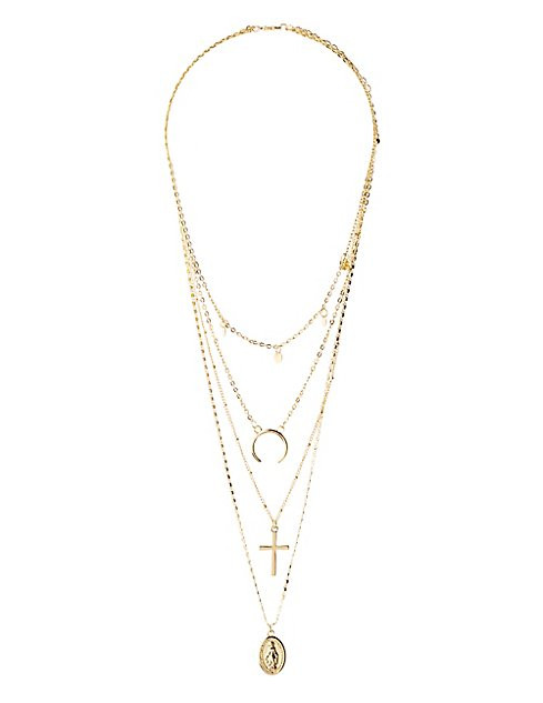 Cross & Pendant Layered Necklace Cross Pendant Layered Necklace Layered Star Necklace Disc & Bar Lay | Charlotte Russe