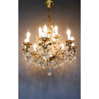 1920S Crystal Chandelier Antique Brass Cherub Ceiling Light | Etsy (US)