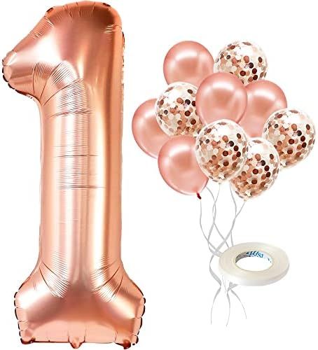 Rose Gold 1 Balloon for First Birthday Decorations for Girl - Large 40 Inch, 1 Balloon | Rose Gol... | Amazon (US)