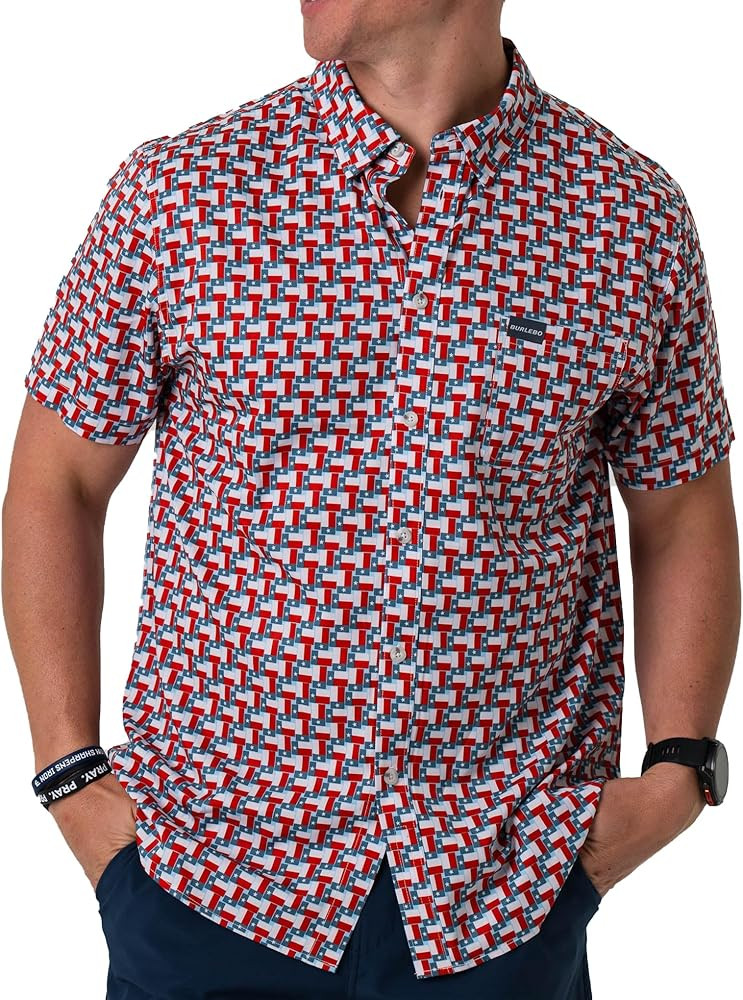 Burlebo Men’s Short Sleeve Performance Button Up – Lightweight, Quick-Dry, Comfortable Shirt ... | Amazon (US)