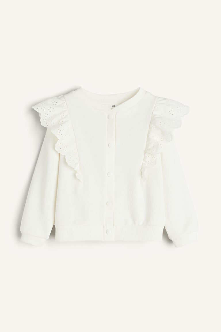 Ruffle-trimmed Sweatshirt Cardigan | H&M (US + CA)